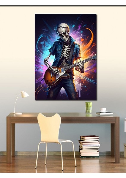 Kanvas Tablo Gitar Çalan Iskelet