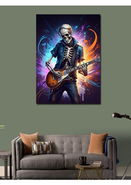 Kanvas Tablo Gitar Çalan Iskelet