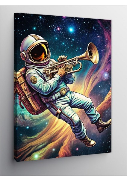 Kanvas Tablo Trompet Çalan Astronot