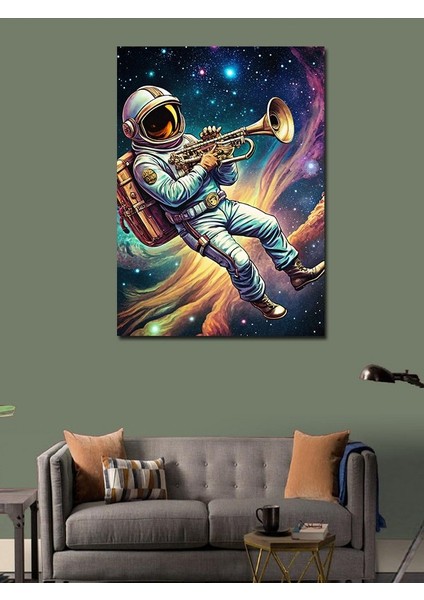Kanvas Tablo Trompet Çalan Astronot