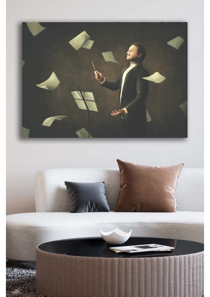 Kanvas Duvar Tablosu Baskılı Dekoratif Illustrasyon Müzik Şefi Tablo
