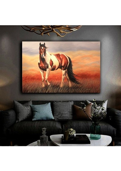 Harika Bir Ev Soyut At Tablosu Yağlı Boya Görünümlü Dekoratif Kanvas Tablo Model Y4