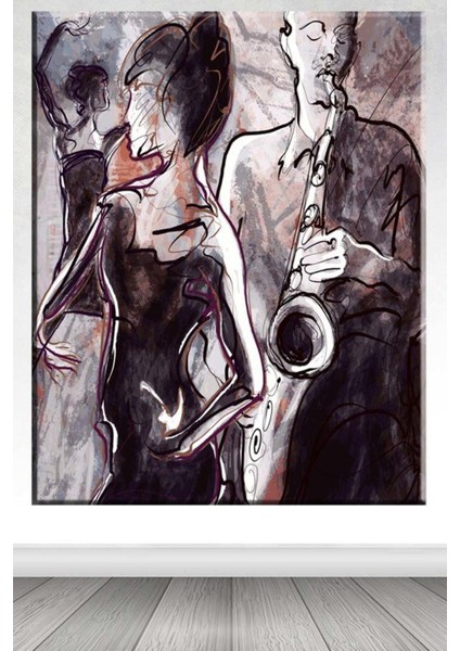 Gri Siyah Müzisyen Dev Kanvas Tablo 100 x 140 cm SB-78218