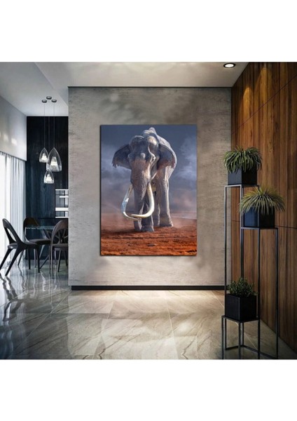 Yağlı Boya Efektli Soyut Fil Tablosu 9 Harika Bir Ev