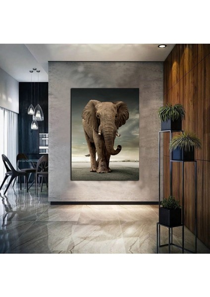 Yağlı Boya Efektli Soyut Fil Tablosu 6 Harika Bir Ev