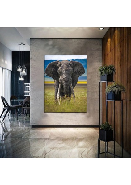 Yağlı Boya Efektli Soyut Fil Tablosu 12 Harika Bir Ev