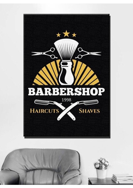 Dekoratif Erkek Berber Siyah Tema Kanvas Tablo