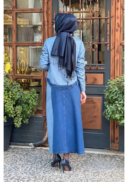 Naki & Mascara Kot Detaylı Parıltılı Bluz 45MK21322 Denim fırsatları