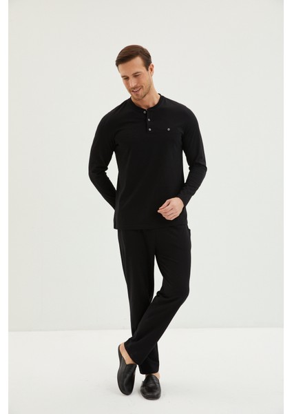 Uzun Kollu Patlı 2'li Pamuk Pijama Takımı