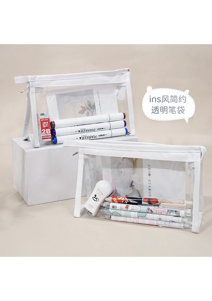 Pvc Su Geçirmez Kalem Çantası Büyük Kapasiteli Basit Macaron Rengi Ilkokul Öğrencisi Saklama Çantası Şeffaf Ins Yüksek Değerli Saklama Çantası (Yurt Dışından) fiyatları