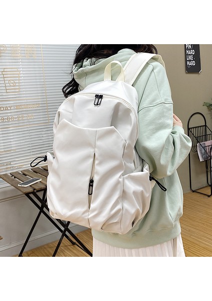 Basit Düz Renk Bilgisayar Sırt Çantası Koleji Lise Çantası Orman Kampüsü Keten Sırt Çantası Erkekler ve Kadınlar Için (Yurt Dışından)