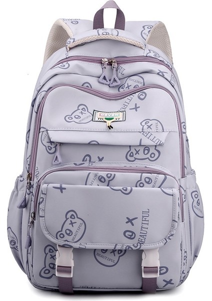 Yeni Öğrenci Okul Çantası Kadın Sevimli Baskı Orta Okul Öğrencisi Sırt Çantası Büyük Kapasiteli Açık Hava Eğlence Yükü Azaltıcı Sırt Çantası (Yurt Dışından)