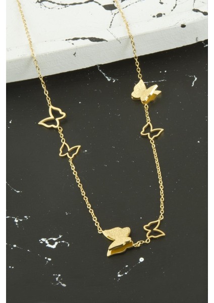 Kelebek Lüks Çelik Kolye