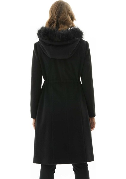 Beli Büzgülü Kapüşonu Kürklü Kaban fırsatları