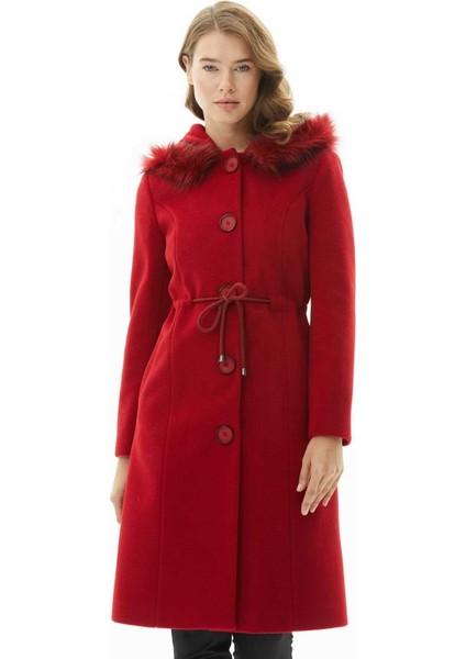 Beli Büzgülü Kapüşonu Kürklü Kaban indirimleri