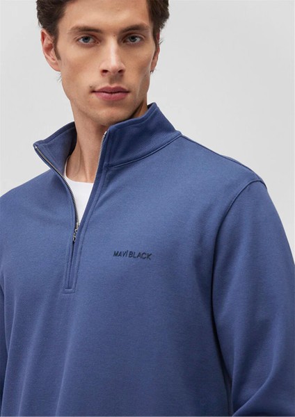Mavı M0S10252-87737 Oceana Erkek Regular Yarım Fermuarlı Modellı Sweatshırt