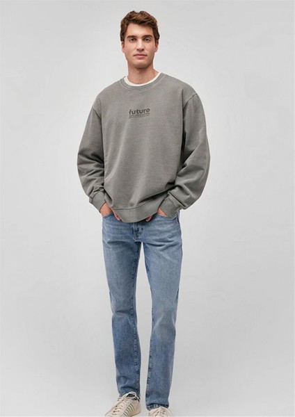 Mavı M0S10248-85485 Soluk Koyu Yesıl Erkek Loose Bısıklet Yaka Modellı Sweatshırt