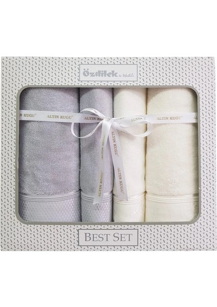 Ditsy Best Set Hamam Takımı - Gri - Krem