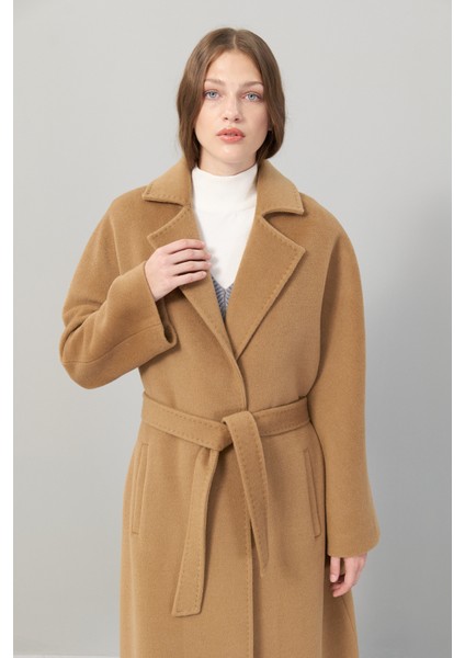 Beli Bağlamalı Dokuma Midi Boy %100 Yün Kaban Taba K2519003_022 fırsatları