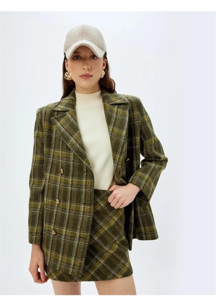 5WAK00332EW 8c5 Hakı Ekose Kadın Outerwear Mont