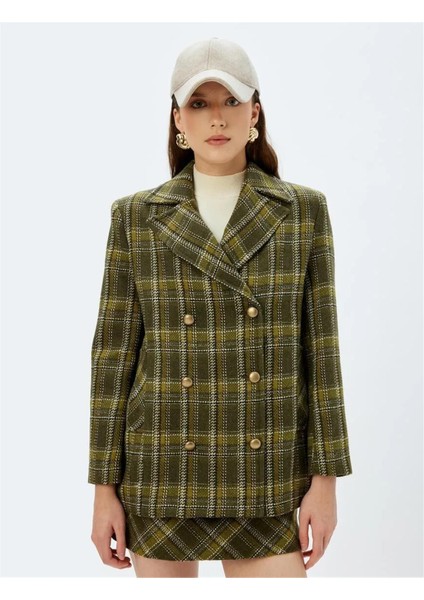 5WAK00332EW 8c5 Hakı Ekose Kadın Outerwear Mont