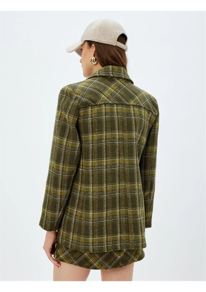 5WAK00332EW 8c5 Hakı Ekose Kadın Outerwear Mont