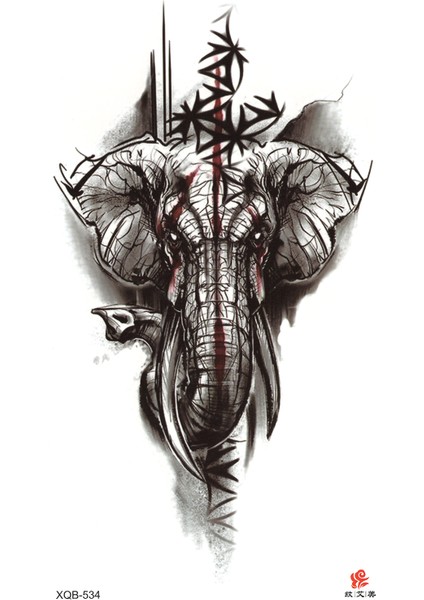 War Elephant Savaş Fili Geçici Dövme