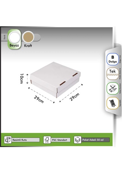 E-Ticaret Kutusu Beyaz 29X29X10 cm - 50 Adet modelleri