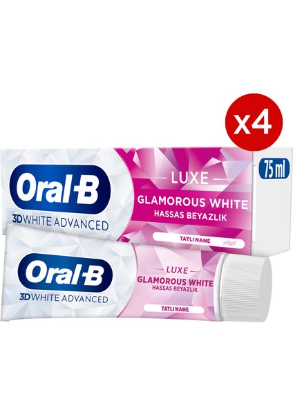 Oral-B pro 3D White Advanced Luxe Glamorous White Diş Macunu 75 ml x 4