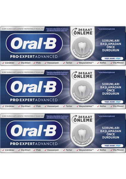 Oral-B pro-Expert Advanced Ekstra Beyazlık Diş Macunu 75 ml x 3