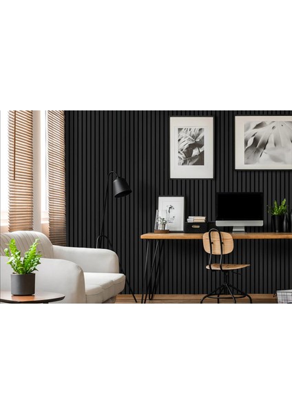 60 x 275 cm Siyah Plus Akustik Panel /mdf/4mmkeçe /9mm Çıta