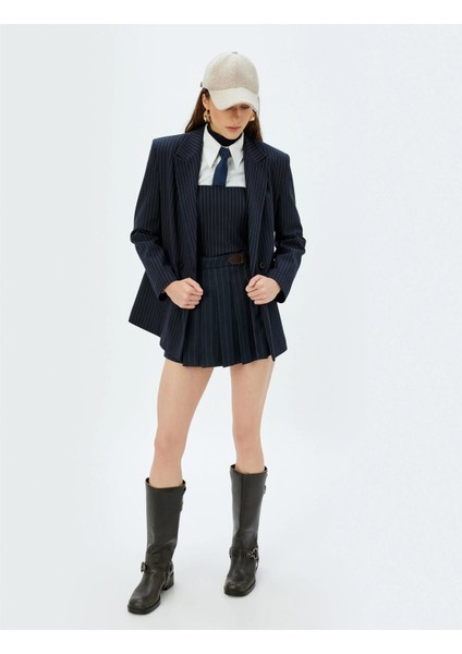 5WAK70058EW 7s0 Lacıvert Cızgılı Kadın Dokuma Etek fiyatları