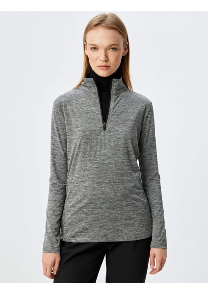 5WAK10029NK Grm Grı Melanj Kadın Elastan Outdoor Sweatshırt modelleri