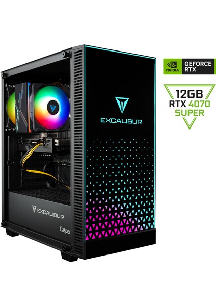 Excalibur E65H.127F-EF70X-0HG Intel Core I7-12700F 64GB Ram 1tb Nvme SSD RTX4070 Super Freedos