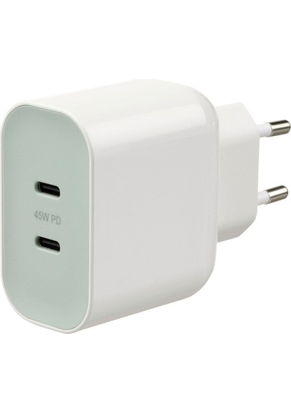 Usb-C Girişli Şarj Aleti, Beyaz, Çift Girişli