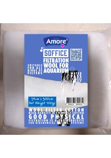 Akvaryum 100GR Silikonsuz Filtre Elyafı 34CM x 300CM Soffice