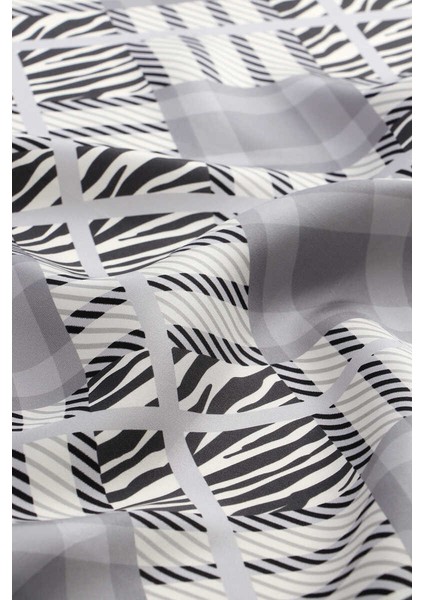 Gri Karo Desen Twill Ipek Eşarp fiyatları