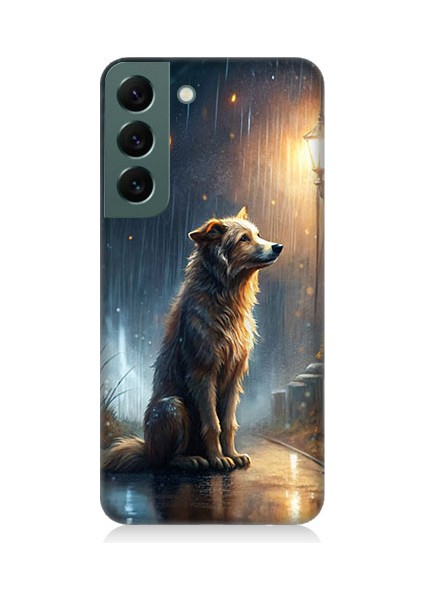 Samsung Galaxy S22 Uyumlu Yağmurlu Sokak Desenli Silikon Kılıf
