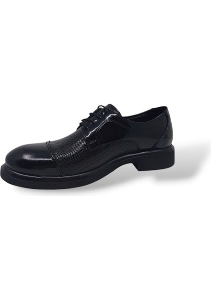 230 Erkek Siyah Bağcıklı Rugan Deri Makosen Ayakkabı modelleri