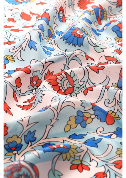 Turkuaz Şal Desen Vual Ipek Eşarp fiyatları