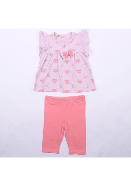 Kız Çocuk Lila Pembe Kalpli 2'li Takım - 1011101