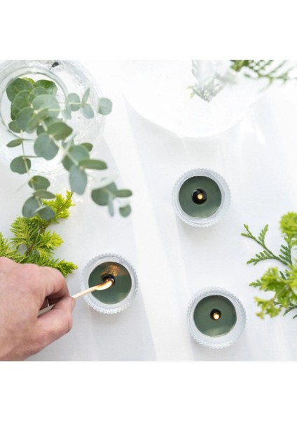 Jämtskogen Kokulu Tealight Mum, Koyu Yeşil, 3.5 Saat, 30 Adet, Çam ve Yosunun Kokusu