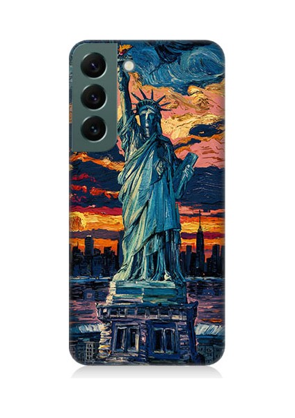 Samsung Galaxy S22 Uyumlu Özgürlük Heykeli Desenli Silikon Kılıf