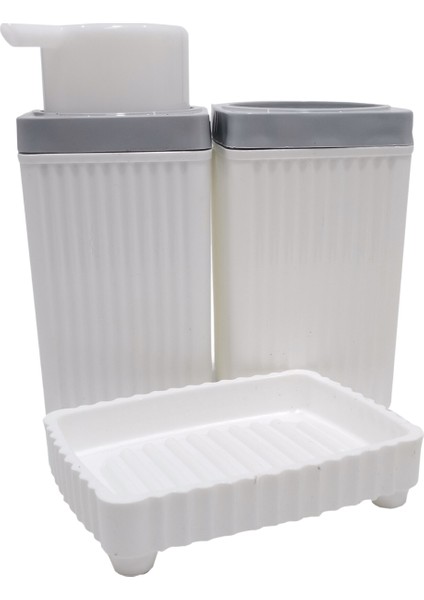 Banyo Takımı Diş Fırçalık, Sıvı Sabunluk, Katı Sabunluk 3'lü Set fiyatları
