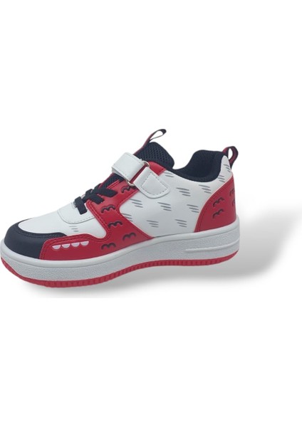 Siyah Beyaz Kırmızı Bantlı Çocuk Spor Ayakkabı modelleri