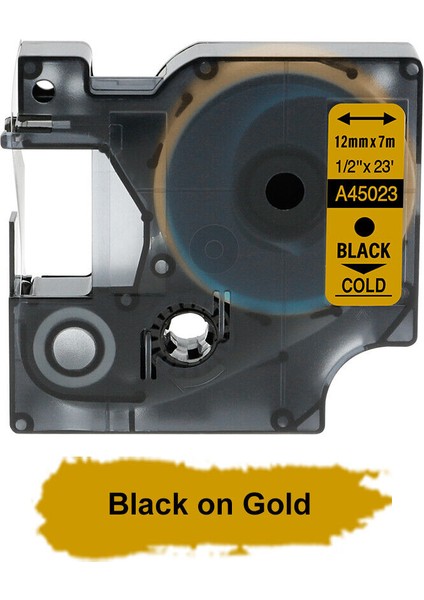 45023 Altın Üzerine Siyah Stil 12 mm Dymo D1 Etiket Şeridi Label Manager Siyah Beyaz Uyumlu (Yurt Dışından)