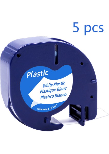 5 Adet Dymo Letratag Dolgu Beyaz Plastik Etiket Bantı LT-100H ile Uyumlu (Yurt Dışından)