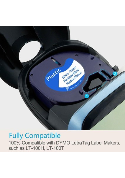 5 Adet Dymo Letratag Dolgu Beyaz Plastik Etiket Bantı LT-100H ile Uyumlu (Yurt Dışından) modelleri