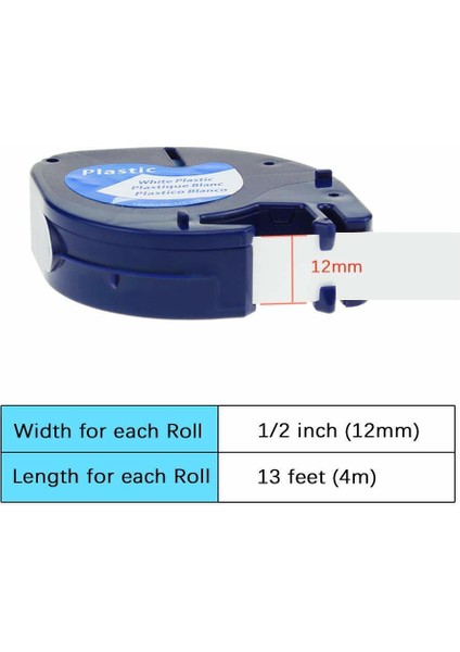 5 Adet Dymo Letratag Dolgu Beyaz Plastik Etiket Bantı LT-100H ile Uyumlu (Yurt Dışından) fırsatları