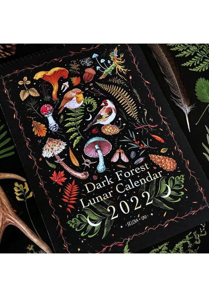2022 Koyu Orman Ay Takvimi Sanat Duvar Takvimi Aylık Ay Takvimi Çarkı (Yurt Dışından)
